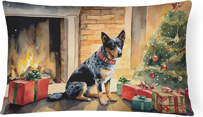 Caroline's Treasures DAC2598PW1216 Australian Cattle Dog Cozy Christmas Throw Pillow Machine Washable, Indoor Outdoor Decorative Pillow for Couch, Bed or Patio, 12HX16W