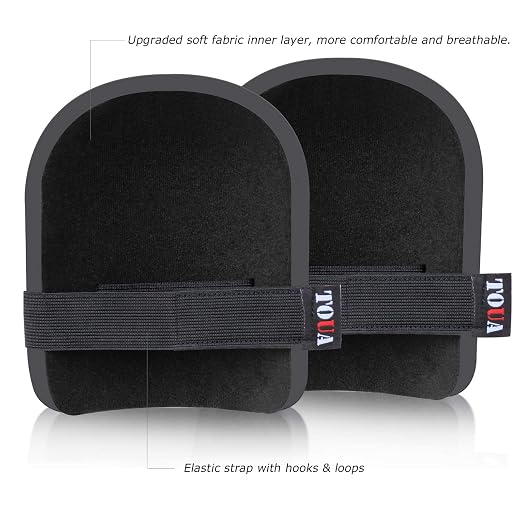 TOUA Gardening Knee Pads Lightweight Waterproof Foam Kneepads with Soft Inner Layer, Unisex-Adult, Easy Fit & Clean with Adjustable Straps for Home, Work, Garden, Cleaning, Flooring, Construction Work(Black)
