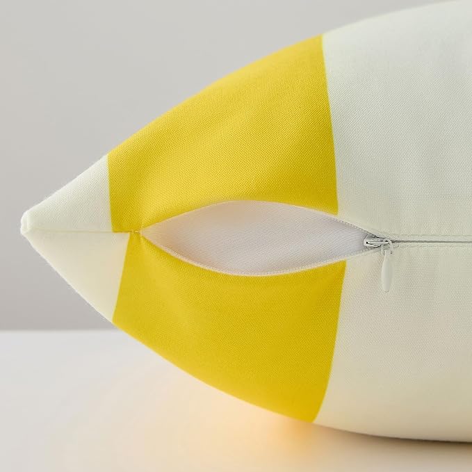 Allorry Outdoor Pillow Covers 18x18 Yellow Striped Outdoor Decor JB007F18 | Striped Pillow Covers|for Spring Summer Outdoor Waterproof Garden Patio Furniture Sofa Bed Home Decor