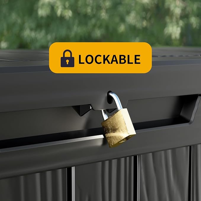 Outdoor Storage Box 325GAL Waterproof Resin Deck Box,Pool Accessories Supplies，UV-Resistant Lockable Package Delivery Bin for Garden Tools,Large Patio Outside Cushions,Chest,Furniture,Black