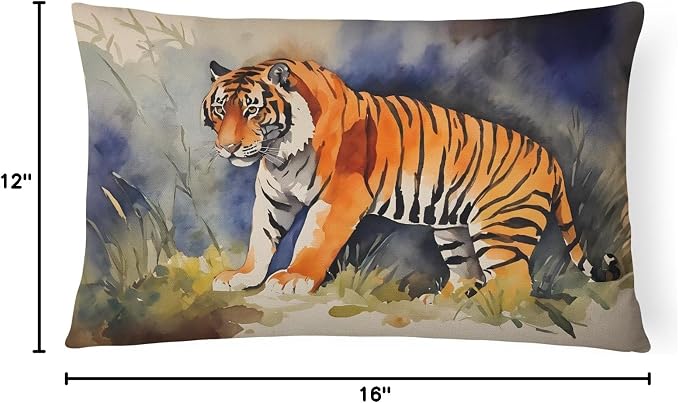 Caroline's Treasures DAC2881PW1216 Bengal Tiger Throw Pillow Machine Washable, Indoor Outdoor Decorative Pillow for Couch, Bed or Patio, 12HX16W