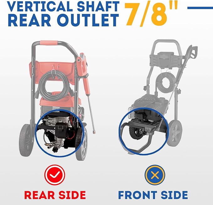 TOOLCY 7/8" Shaft Vertical Pressure Washer Pump - Rear Inlet/Outlet Max 3200 PSI @ 2.5 GPM OEM & Power Washer Pump for Gas Washer, More Replacement for Simpson, Honda etc