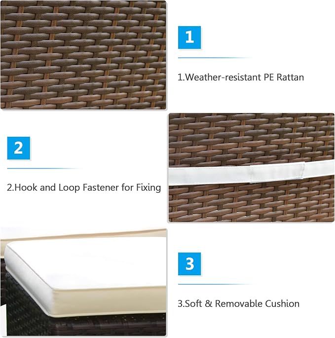 10 Pieces Patio Wicker Dining Set Outdoor Furniture, Outdoor Rattan Table and Chairs with Tempered Glass Table-top & Padded Cushions, Patio Furniture Sets for Backyard, Balcony (Brown)