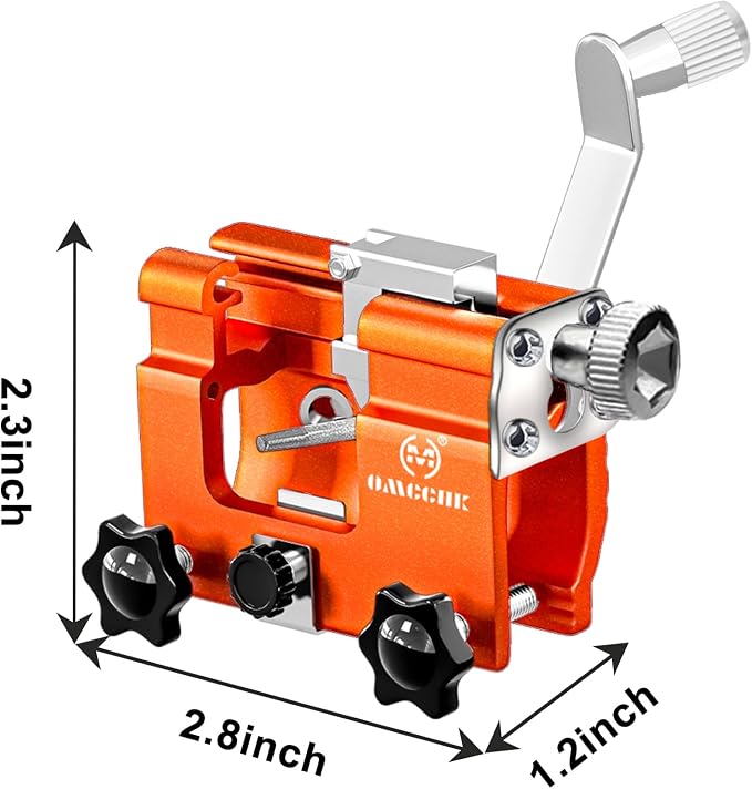 Chainsaw Sharpener Jig with 5 High Hardness Titanium Plated Diamond Bits & Carry Bag, Hand Crank Portable Sharpening Kit Tool Accessories for 4" - 22" Chain Saw Sharpening