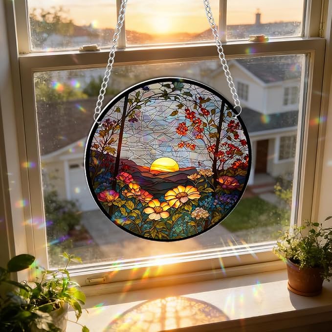 Sun Catchers Indoor Window, Acrylic Rainbow Suncatcher Window Hanging Decoration for Living Room Bedroom Summer Home Balcony Ornaments Decoration (SC066)