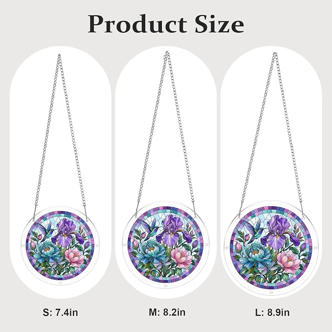 Acrylic Puzzle Suncatcher, Sun Catchers Puzzle for Window Hanging | 7.4 Inch Iris Floral DIY Suncatcher Puzzle for Adults, Ideal Gifts for Women, Men, Wife, Mom, Home & Garden Decor