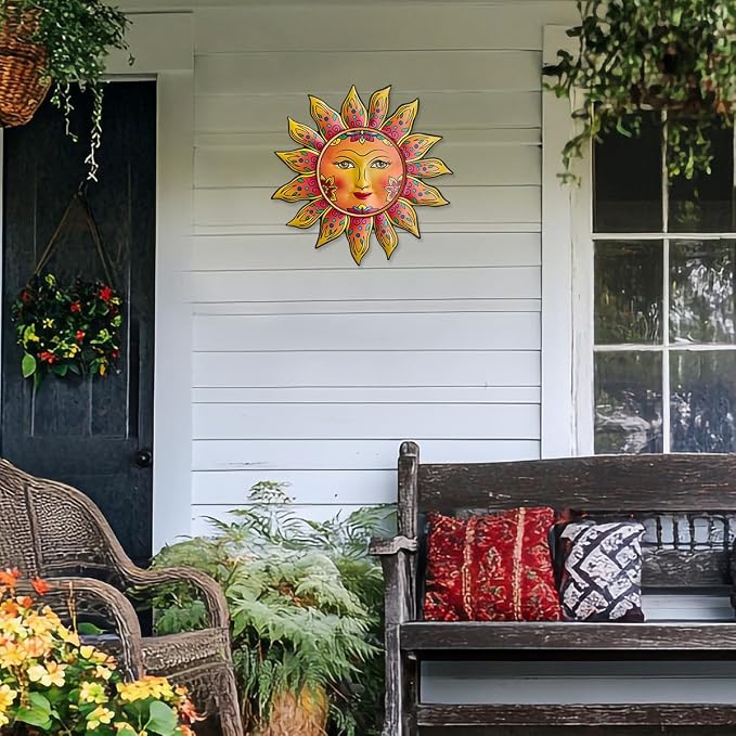 Metal Sun Wall Decor - Sun Flower Wall Art Decoration,Hanging Decoration for Home Garden Farmhouse Yard Patio Fence Living Room Bedroom