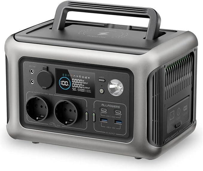 For ALLPOWERS, R600 Portable Generator 299Wh 600W Powerstation With AC Outlets LiFePO4 Battery For Home Tents Outdoor RV Camping(1pcs,EU)