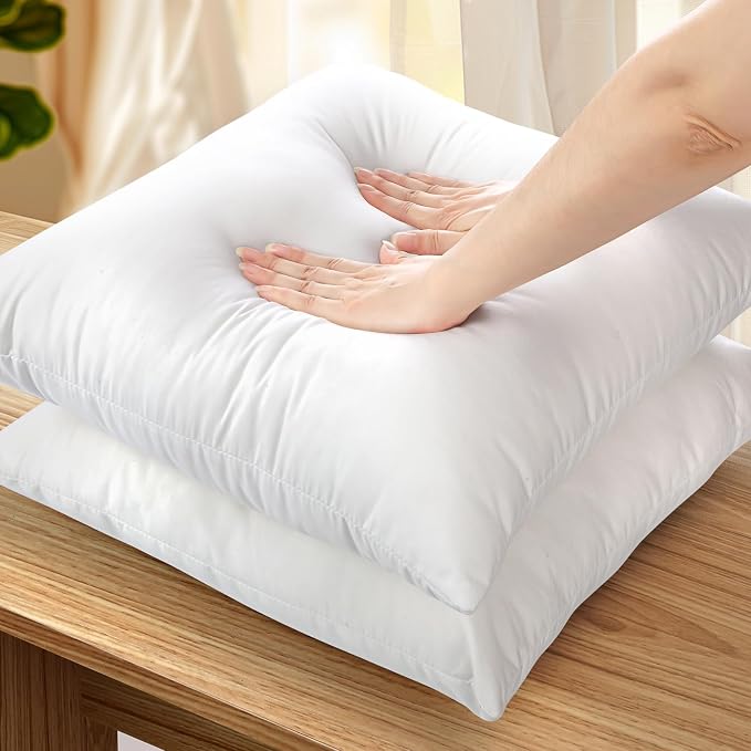 OTOSTAR Outdoor Waterproof Throw Pillow Inserts 18 x 18 Inches Premium Water Resistant Decorative Pillow Inserts Square Pillows for Couch Sham Cushion Stuffer Garden Furniture Patio Bench,Pack of 2