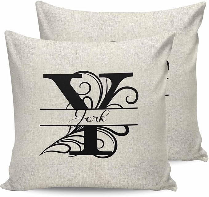 Personalized Gifts for Women/Men, Custom Pillow Case with Name Outdoor Waterproof Pillowcase, Letter Y Customized Pillow Cases for Patio, Monogram Words Customs Pillow Cover 18" x 18", 2 Pcs