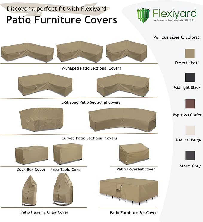 Curved Patio Furniture Cover for Outdoor Sectional Sofa, 96"(65") Reinforced Waterproof 600D Patio Couch Covers, Half Moon Lawn Outside Garden Furniture Winter Protective Cover