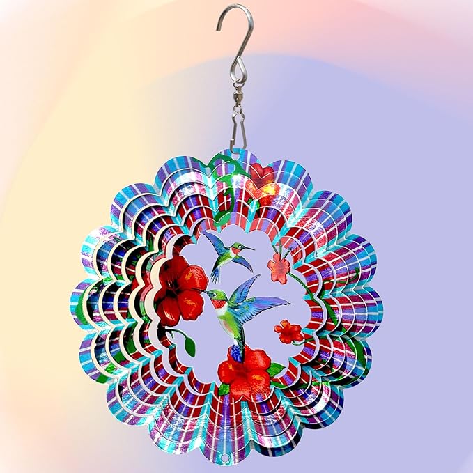 Hummingbird Wind Spinners Outdoor,6in Mandala Wind Spinner Hummingbird Gift for Women Men,Wind Spinner for Yard and Garden,Wind Sculpture for Yard Art Decorations,Christmas Decoration