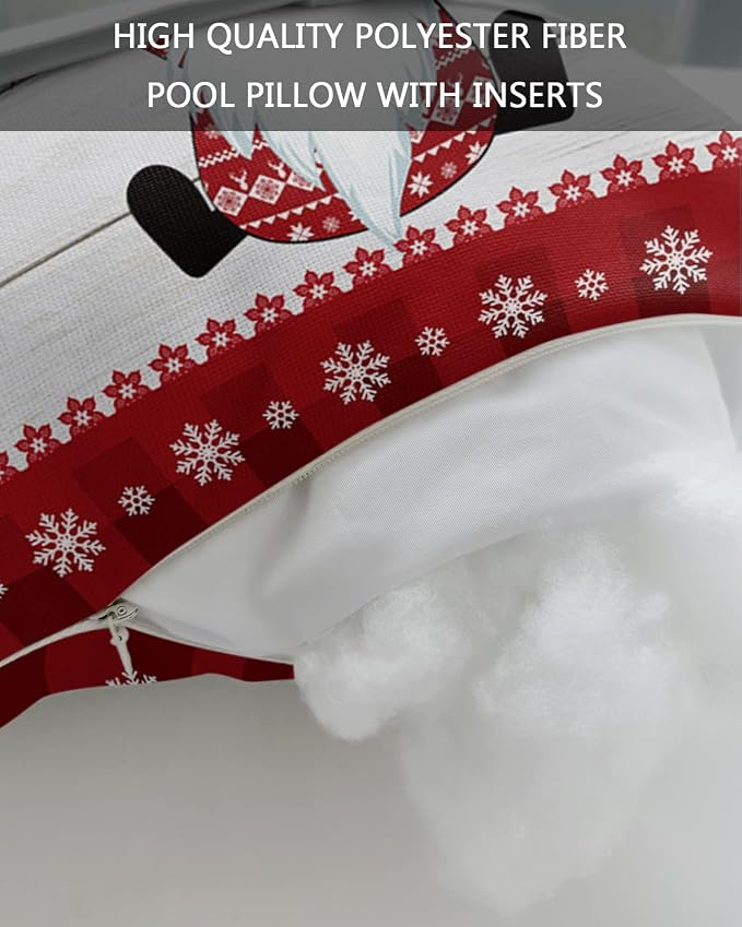 Outdoor Pillows Covers with Inserts Christmas Winter Holiday Xmas Dwarf Snowflake Waterproof Recliner Pillow with Adjustable Strap Throw Pillows for Patio Furniture Pool Lounge Chair, 11x16 inch, 1PCS