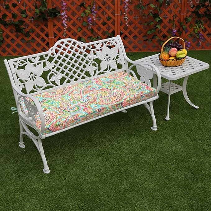 FUNHOME Outdoor Bench Cushion Covers 45" x 18" x 3", No Insert! Patio Cushion Covers for Outdoor Furniture,Water Resistant Patio Bench Loveseat Covers 1 Pack, Melora Paisley (Covers ONLY)