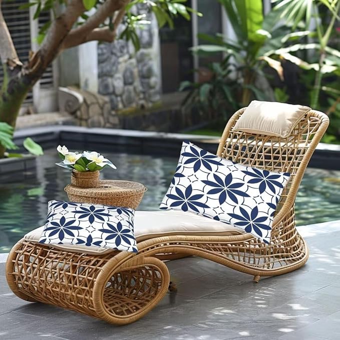 Outdoor Pillows Waterproof Set of 2 Outdoor Pillow Covers 16x24 Inch, Modern Throw Pillows Simple Pillow Covers, Summer Garden Decorative Pillows Outdoor Pillows for Patio Furniture Home Decor -hs262