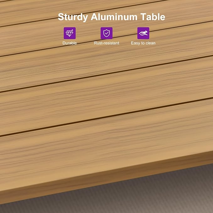 PURPLE LEAF 12 Pieces Outdoor Dining Set All-Weather PE Rattan Outdoor Patio Furniture Set with All Aluminum Frame Rectangular Table and Chairs Set for Lawn Garden Backyard Deck, Teak