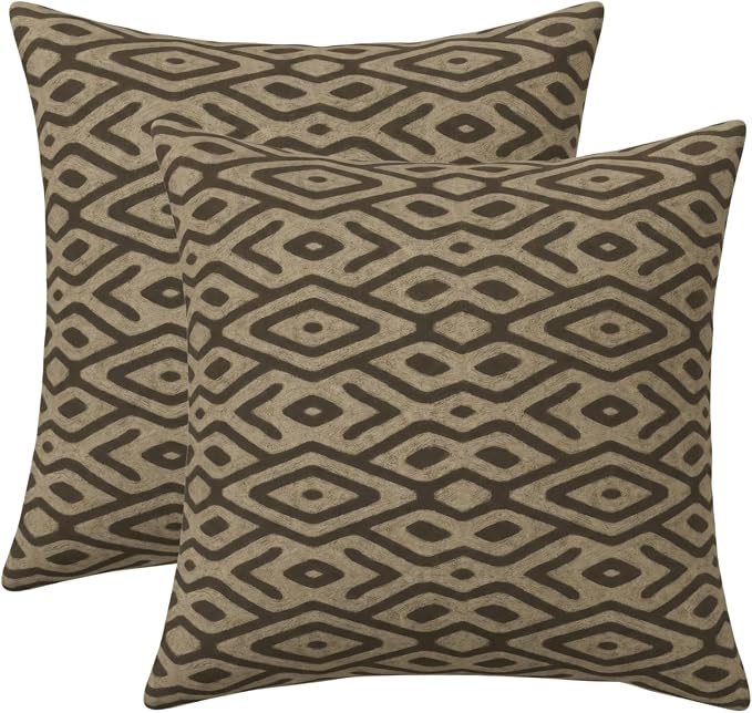 RSH DECOR: Square Throw Pillows Set of 2 | 22" x 22" | Water and Fade-Resistant Performance Fabric | Outdoor Pillow Covers with Down-Alternative Inserts | Made in USA (Madura Mink)