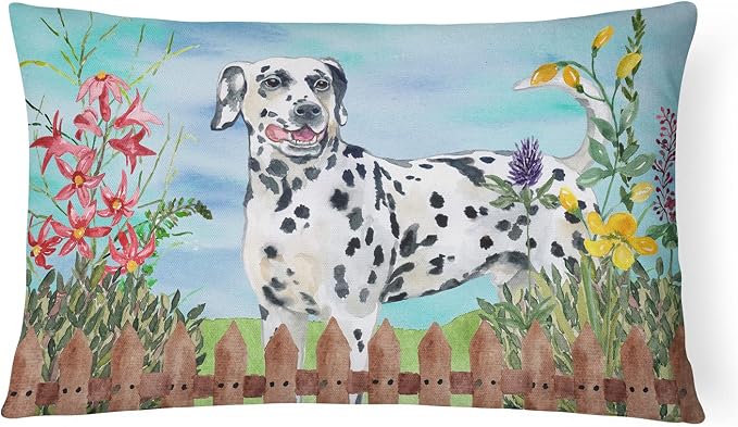 Caroline's Treasures CK1215PW1216 Dalmatian Spring Canvas Fabric Decorative Pillow Machine Washable, Indoor Outdoor Decorative Pillow for Couch, Bed or Patio, 12HX16W