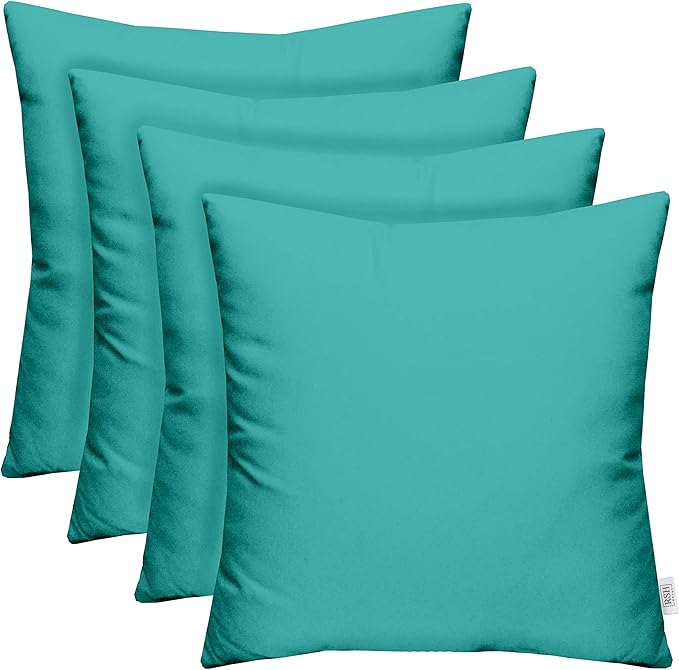 RSH DECOR: Sunbrella Square Throw Pillows Set of 4 | 20" x 20" | Water and Fade-Resistant Performance Fabric | Outdoor Pillow Covers with Down-Alternative Inserts | Canvas Aruba-Made in USA