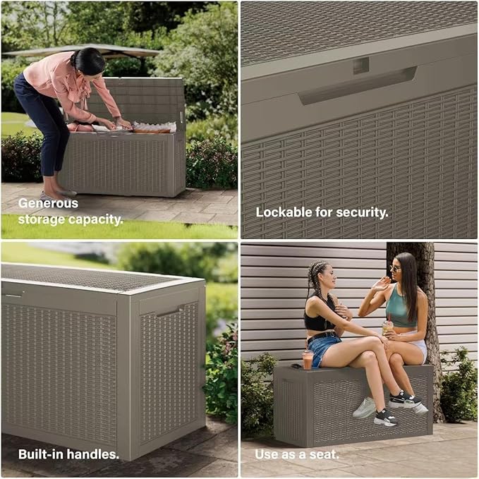 320 Gallon Outdoor Storage Box Wateproof, Extra Large Storage Organizer for Patio Furniture Accessories, Garden Tools, Indoor Storage for Cushion, Slate Grey