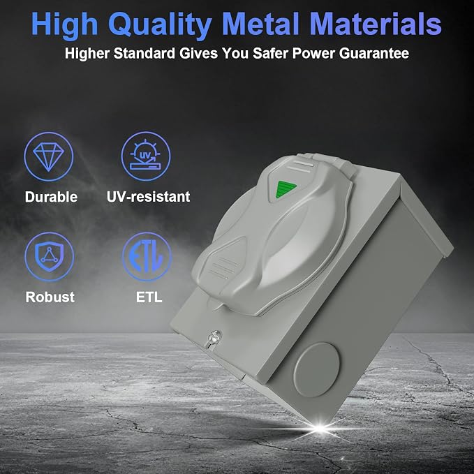 50 Amp Generator Inlet Box Pre-Drilled, NEMA SS2-50P 30A 125V/250V Generator Power Inlet Box for 3 Prong Generator Cord ETL Listed, Waterproof Dust Proof for Outdoor Use