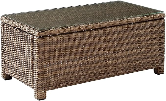 Crosley Furniture Bradenton 5-Piece Outdoor Sofa Patio Furniture Set, Wicker Conversation Sets for Porch, Brown with Sand Cushions