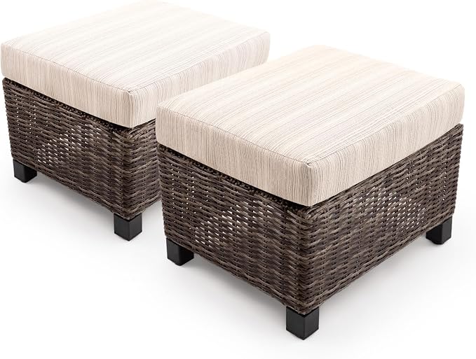 Wicker Patio Conversation Set, Outdoor Patio Chair Set with Deep Seating, Wide Armrests & Thick Cushions, All-Weather Outdoor Furniture Set for Patio, Porch, Deck & Backyard