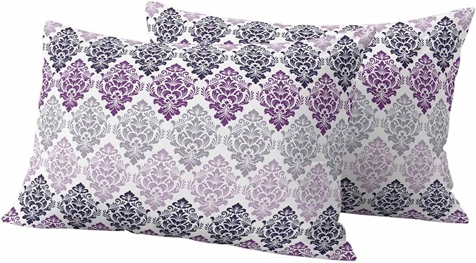 Vintage Floral Outdoor Pillow Covers Set of 2 Black Purple Flower Pattern Country Gradient Waterproof Throw Pillow Cover Decorative Cushion Cases for Patio Porch Garden 20X12 Inch