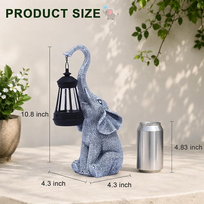 Goodeco Elephant Statue for Garden Decor with Gift Appeal - Ideal Gifts for Women, Mom or Birthdays, Beautifully Crafted Outdoor & Home Decor to Wow Your Guests (11" Elephant)