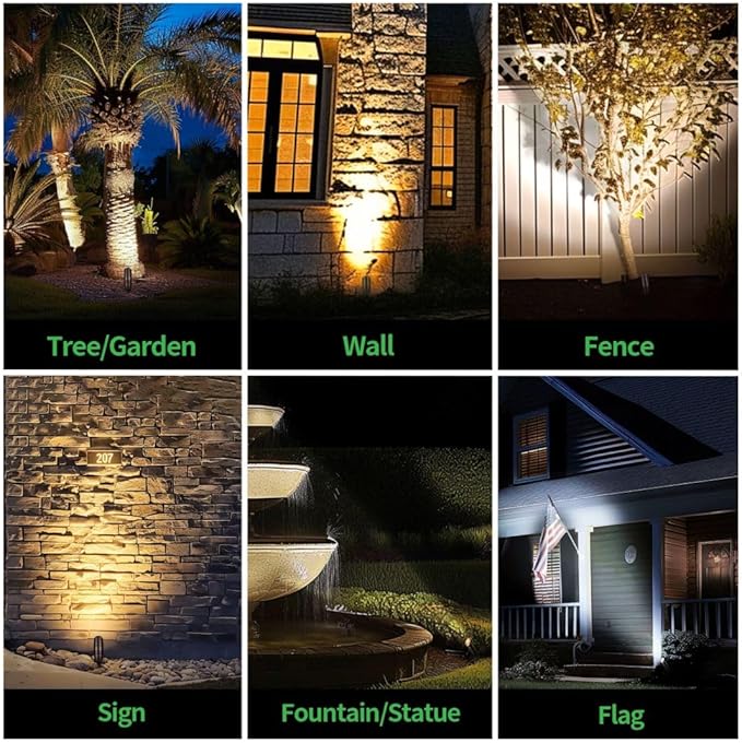 Low Voltage Spot Lights, Outdoor LED Landscape Lighting in Waterproof Aluminum ORB, 3CCT Adjustable Color Temperature for Garden Patio Enhancing Beauty and Security of Home Exterior 10 Pack