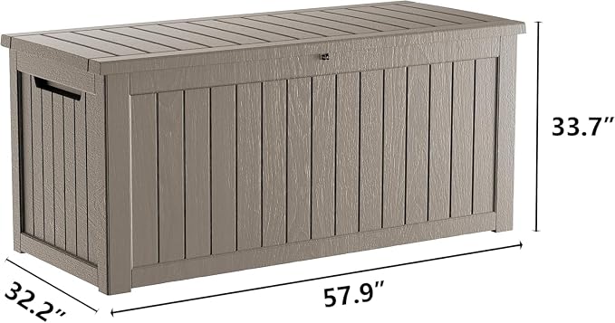 270 Gallon Resin Large Deck Box Organization and Storage Box for Patio, Outdoor Cushions, Garden Tools, Gray