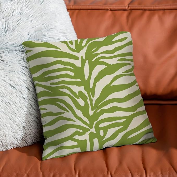 Throw Pillow Covers Tiger Print Yellow Green Pillows Classic Animal Tiger Print Pillow Cover Accent Modern Decorative Pillow Covers for Patio Furniture Tent Garden 20x20 in