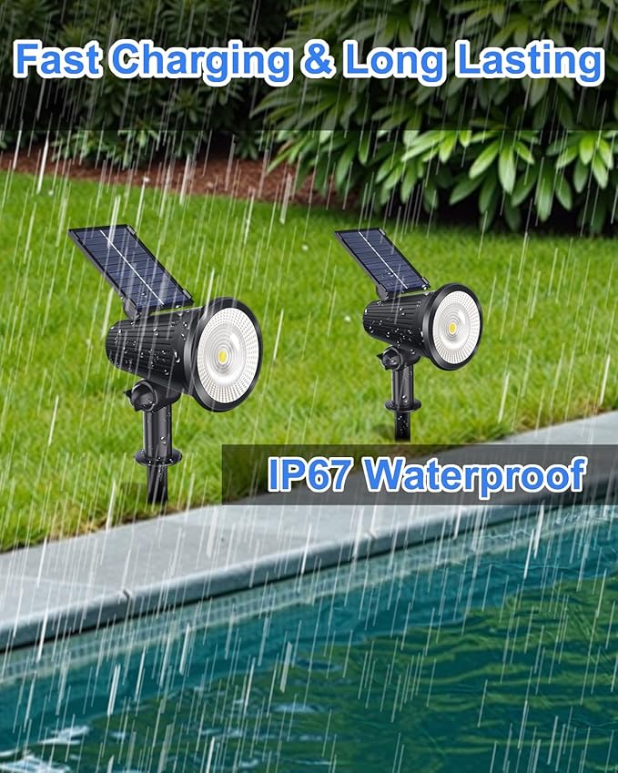 Solar Powered Spotlights Outdoor Waterproof Sunset Spot LED Lights Ultra Bright for Tree, Flag, Lawn, Statue, Pool, Garden, House, Wall, Yard, Path Outdoor Landscape Uplighting 6 Pack Warm White
