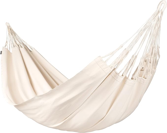 LA SIESTA® Modesta Organic Cotton Hammock & Wall Mount Kit for Walls Ceilings & Square Beams - Indoor Outdoor Hammock Swing, Portable Hammock for Outside Patio Bed - 2 Person Hammock, XL King, Latte