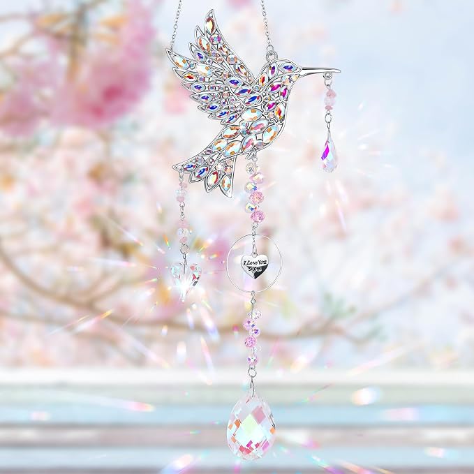 Mom Birthday Gifts from Daughter - Mom Gifts for Mother's Day Birthday - Sun Catchers Indoor Window Hummingbird Gift for Women Bird Lovers Mother Grandma Outdoor Garden Home Decor