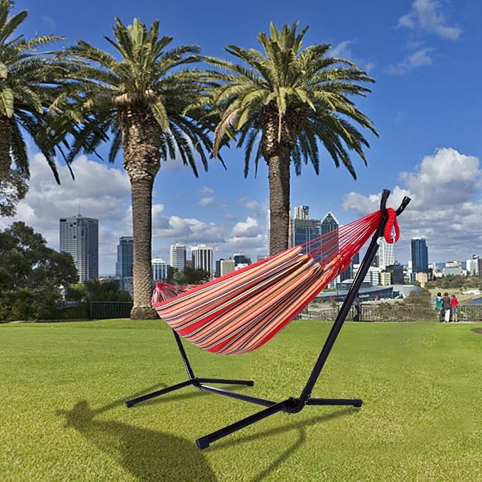 Portable Outdoor Polyester Hammock Set Red