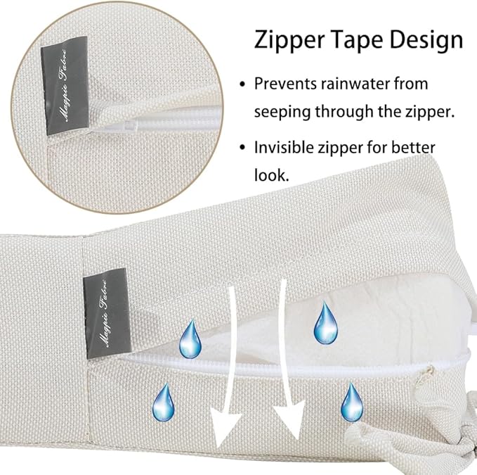Magpie Fabrics Patio Bench/Swing Cushion Slip Cover 42 x 18 x 3 Inch, Water Resistant UV Protection Outdoor Furniture Loveseat Replacement Cushion Cover with Zipper (Recycled Cream White)