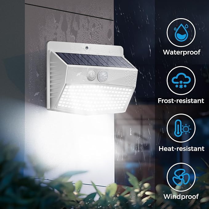 Peasur [12 Packs] Solar Outdoor Lights Motion Sensor Solar Security Lights Waterproof with 3 Lighting Modes Solar Powered Wall Lights Outside for Garden Fence Yard,White