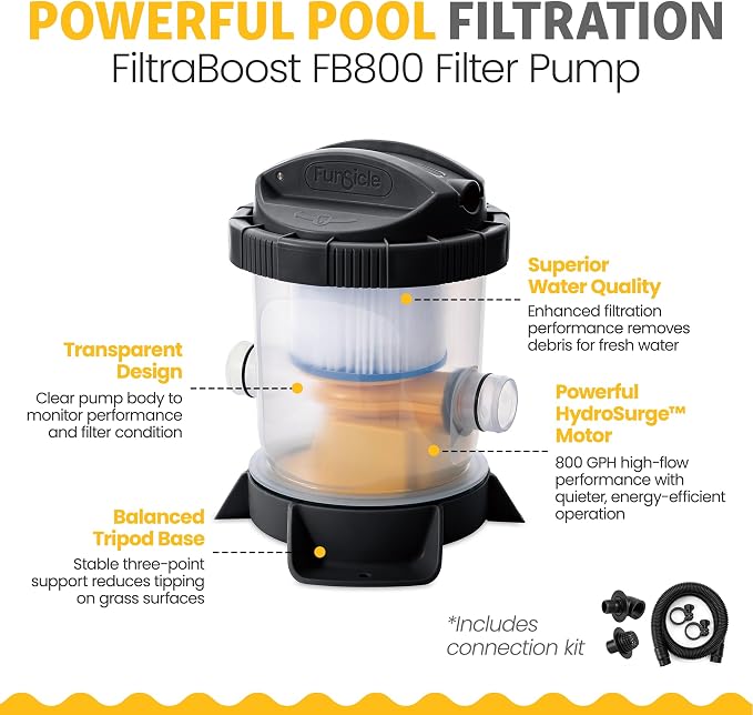 Funsicle Quickset Designer 15' x 36" Round Above Ground Swimming Pool, with FiltraBoost 800 GPH Filter Pump, Type D Filter Cartridge & Repair Patch, Dark Herringbone