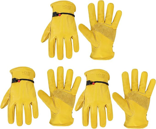 HANDLANDY Leather Gardening Gloves, Leather Work Gloves for Men Women | Durable Utility Men Women Garden Yard Working Glove, for Landscaping, Mechanic, Construction, Driving, Farming, Ranching