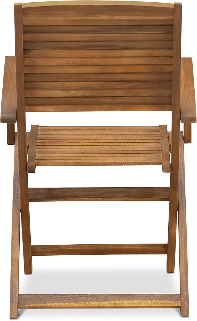 East West Furniture AEHD5CANA 5 Piece Patio Dining Set Consist of a Rectangle Outdoor Acacia Wood Dining Table and 4 Folding Arm Chairs, 36x60 Inch, Natural Oil