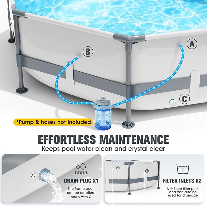 Above Ground Pool,10ft x 30in Frame Deep Swimming Pool,Round Family Pool,Large Above Ground Pool Easy Set,1200 Gallon Pool,Outdoor Backyard Pool for Kids,Adults-Grey,Pump Not Included