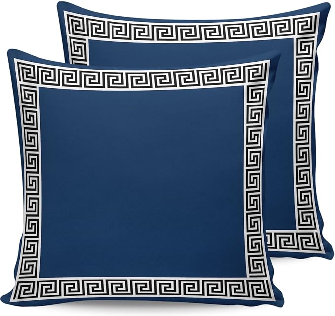 Prime Leader Outdoor Waterproof Pillow Covers Set of 2, Chinese Style Pattern Navy Blue Background Patio Throw Pillow Covers, Decorative Cushion Case for Couch Sofa Furniture Garden, 20x20 Inch