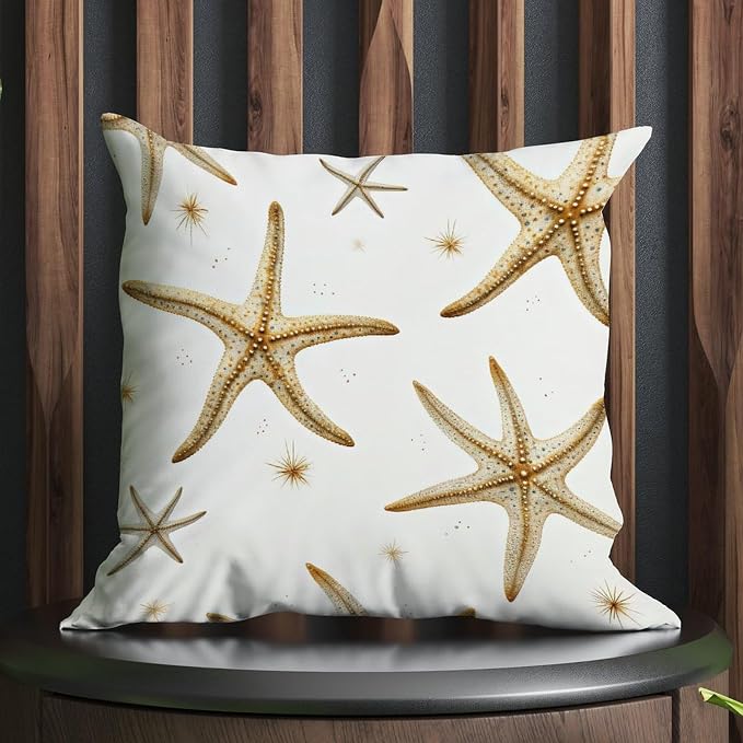 Pillow Cover Starfish Pillows Modern Nautical Seastar Beach Pillow Cover Accent Decorative Cushion Covers Home Decor for Patio Couch Tent Sofa 24x24 in