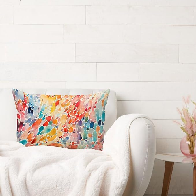 Make It Rain Fiesta Lumbar Pillow Cases Rainbow Colorful Throw Pillow Cover Abstract Square Couch Sofa Cushion Covers for for Couch Sofa Bed Living Room Decor 16x24in