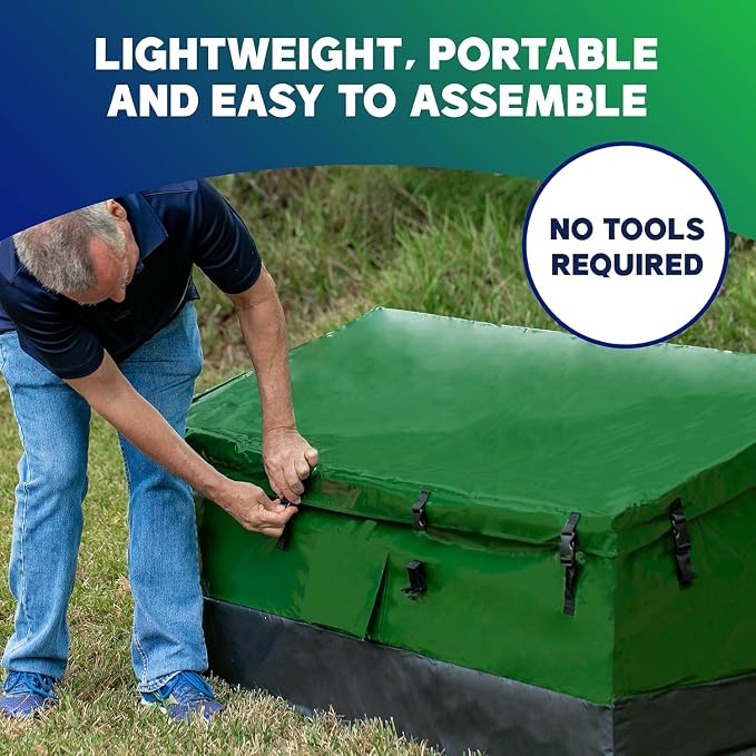YardStash 143 Gallon Waterproof Deck Box, Portable Outdoor Storage Box for All Weather Tarpaulin Deck Box, Perfect for the Boat, Yard, Patio, or Camping – 143 Gallon, XL Green