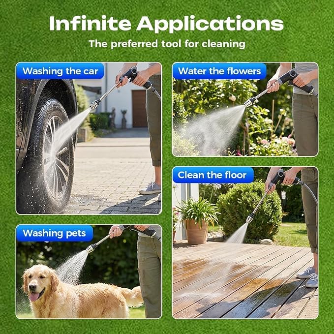 Aquoxis Pressure Washer, 2026 Upgrade Aquoxis Pressure Washer Gun, High Pressure Hose Nozzle with 360° Rotating Nozzle, 3 Spray Modes, Fit with U.S. 3/4In Threaded Hoses