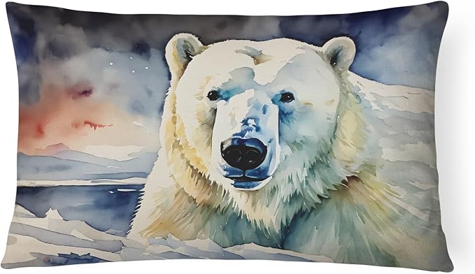 Caroline's Treasures DAC2977PW1216 Polar Bear Throw Pillow Machine Washable, Indoor Outdoor Decorative Pillow for Couch, Bed or Patio, 12HX16W