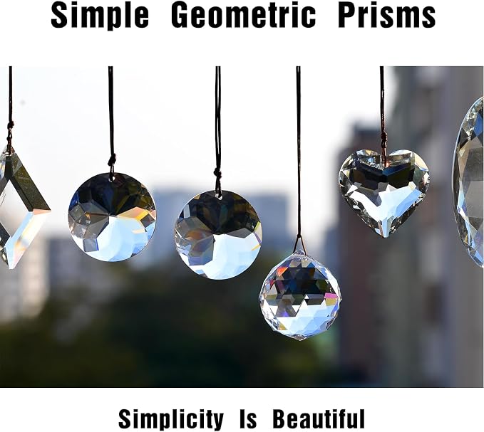 2PCS Heart Crystal Suncatcher Prisms for Windows (Heart Clear) | Clear, Transparent, K9 Glass, Rainbow Maker, with Hooks & Cord