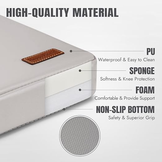 HappyPicnic Waterproof Garden Kneeling Pad, 2in Thick, Grey, 1 Pack | Soft High-density Foam knee support, with Handle, Easy to Clean, Non-slip, for Gardening, Yoga, Prayer, Housework, Exercise